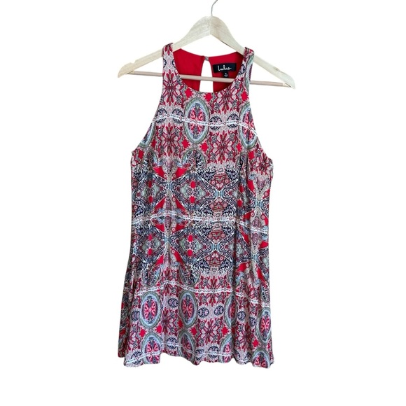 Lulus Major Red Print Swing Dress A Line Mini Sz S - Picture 3 of 9